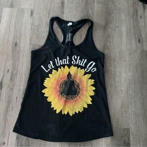 Black Sleeveless Sunflower Tank Top